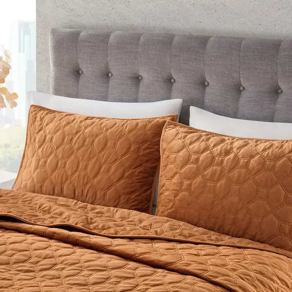 Coraline Full/Queen Quilt Set - Rust