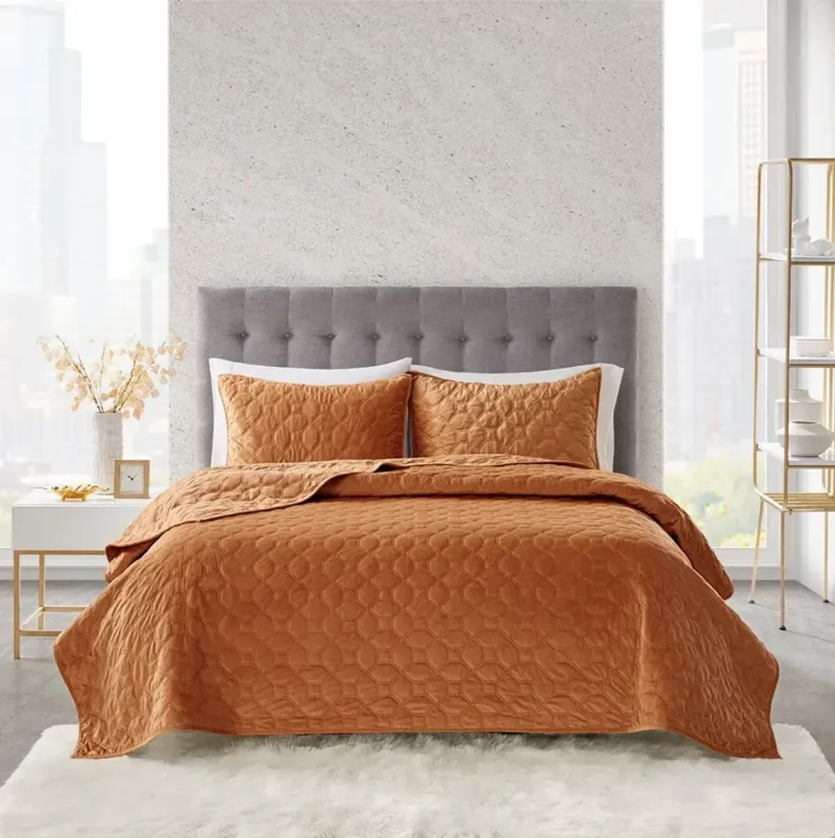 Coraline Full/Queen Quilt Set - Rust