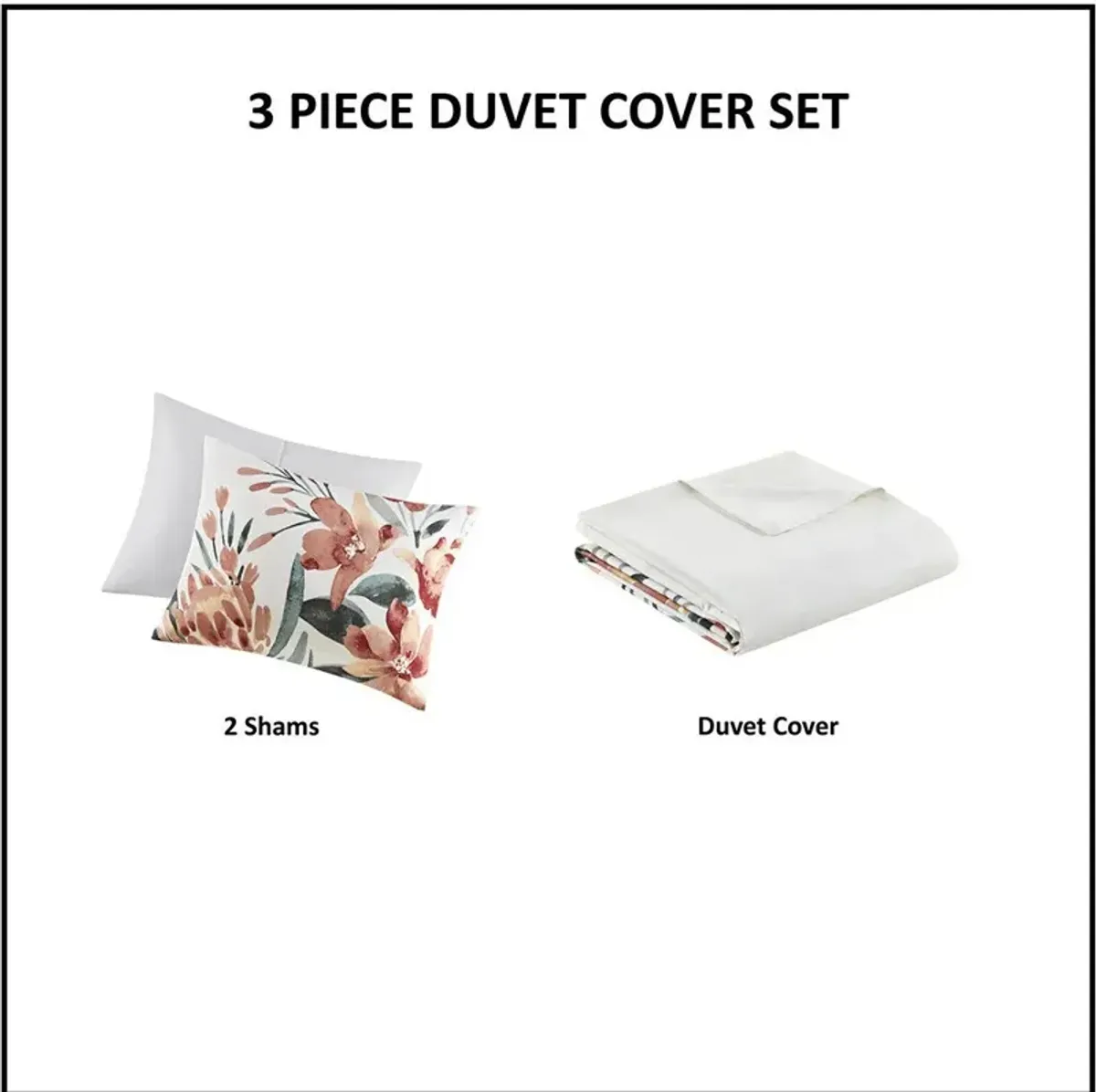 Charleigh Full/Queen Duvet Cover Set - Peach/Off-White