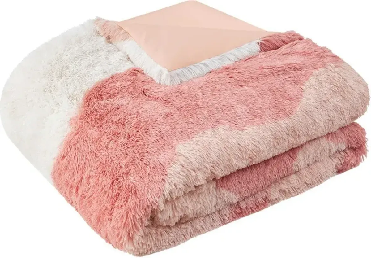 Makenna Twin/Twin XL Faux Fur Comforter Set - Blush Multi