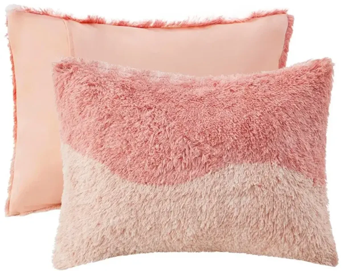 Makenna Full/Queen Faux Fur Comforter Set - Blush Multi