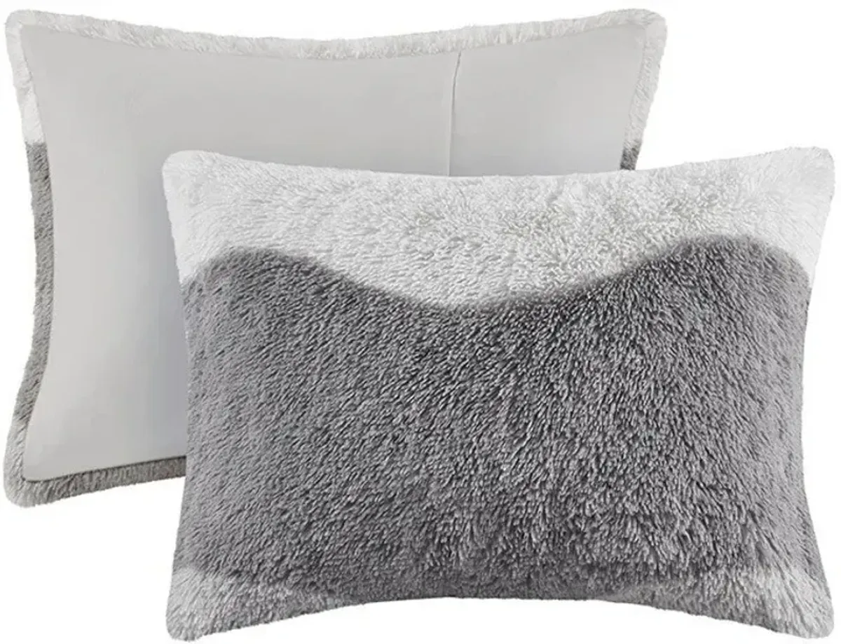 Makenna Twin/Twin XL Faux Fur Comforter Set - Gray