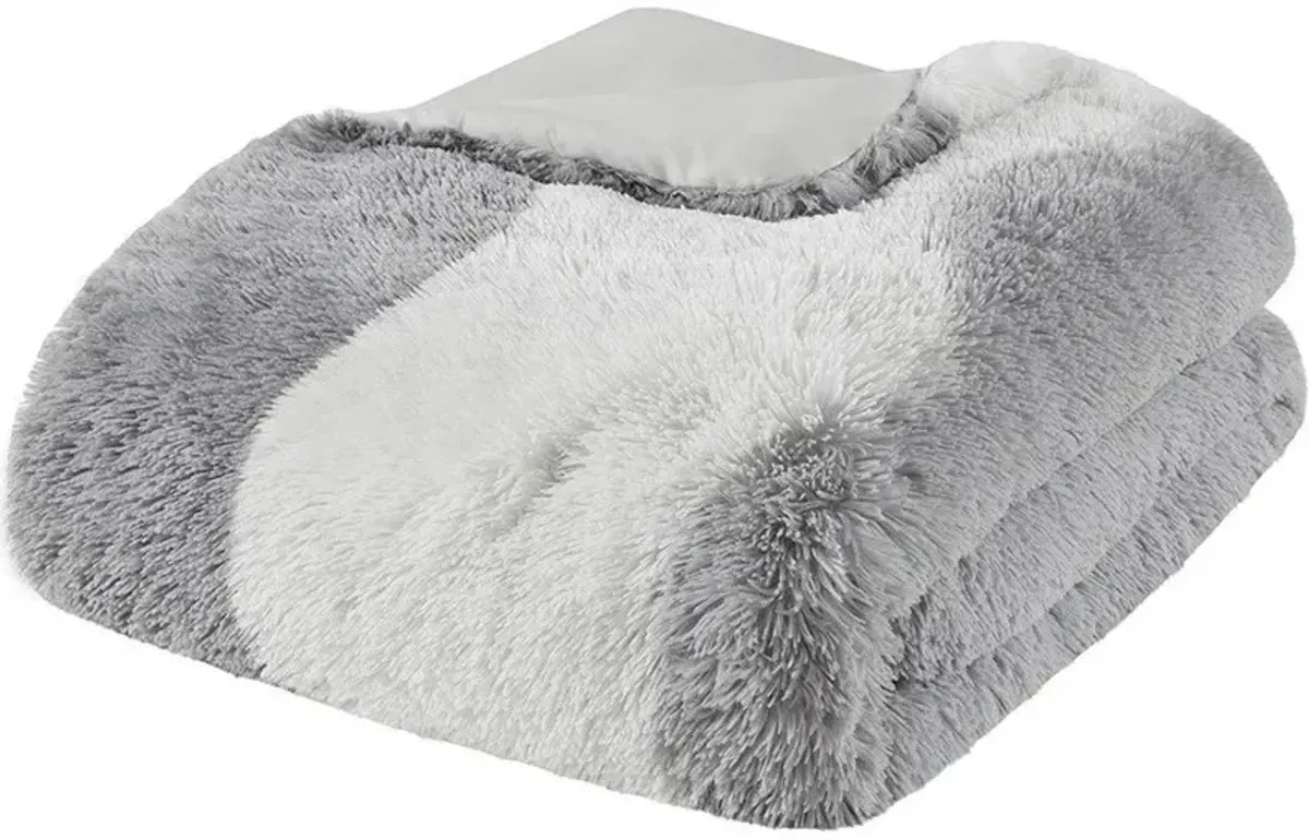 Makenna Full/Queen Faux Fur Comforter Set - Gray