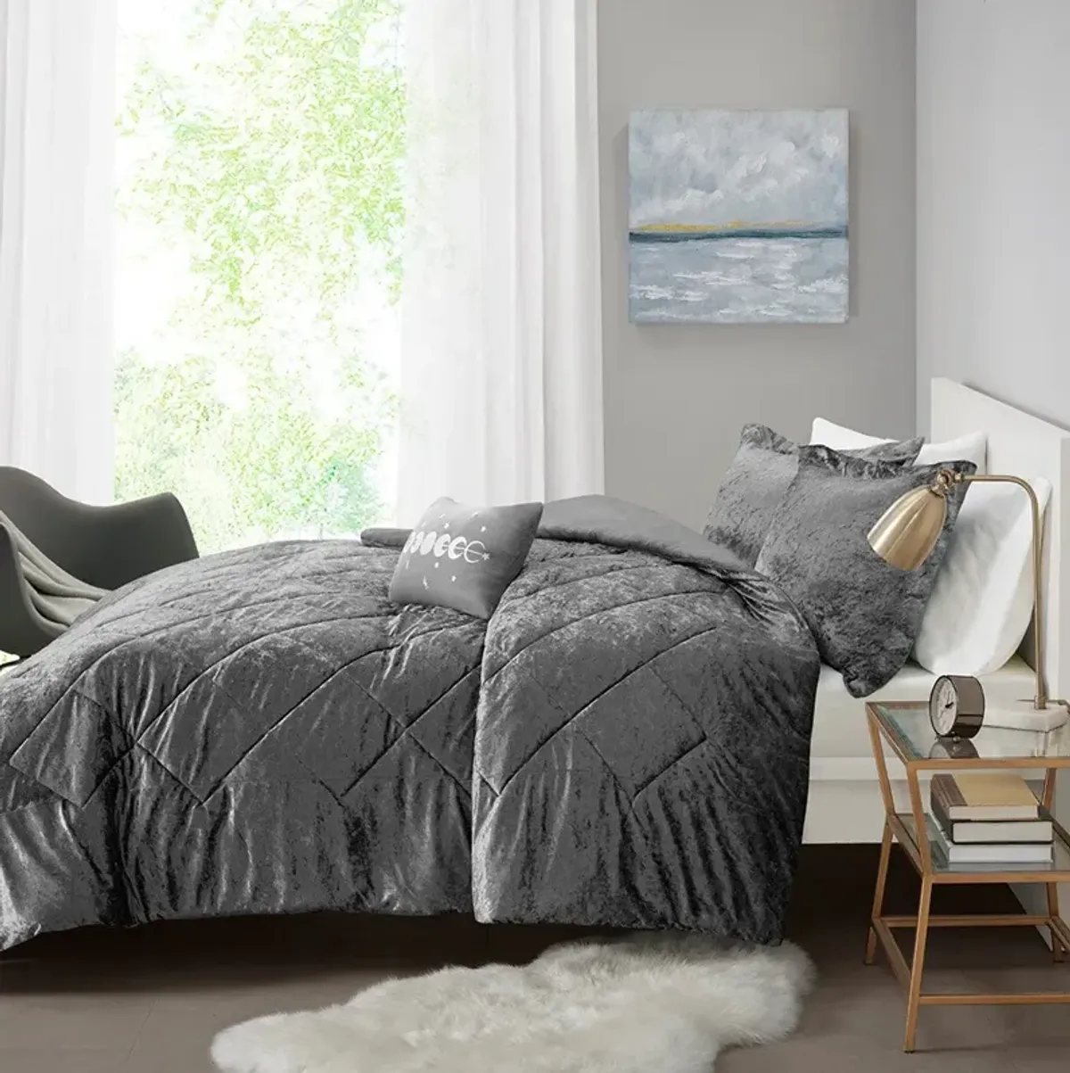 Briella King/California King Duvet Cover Set - Gray