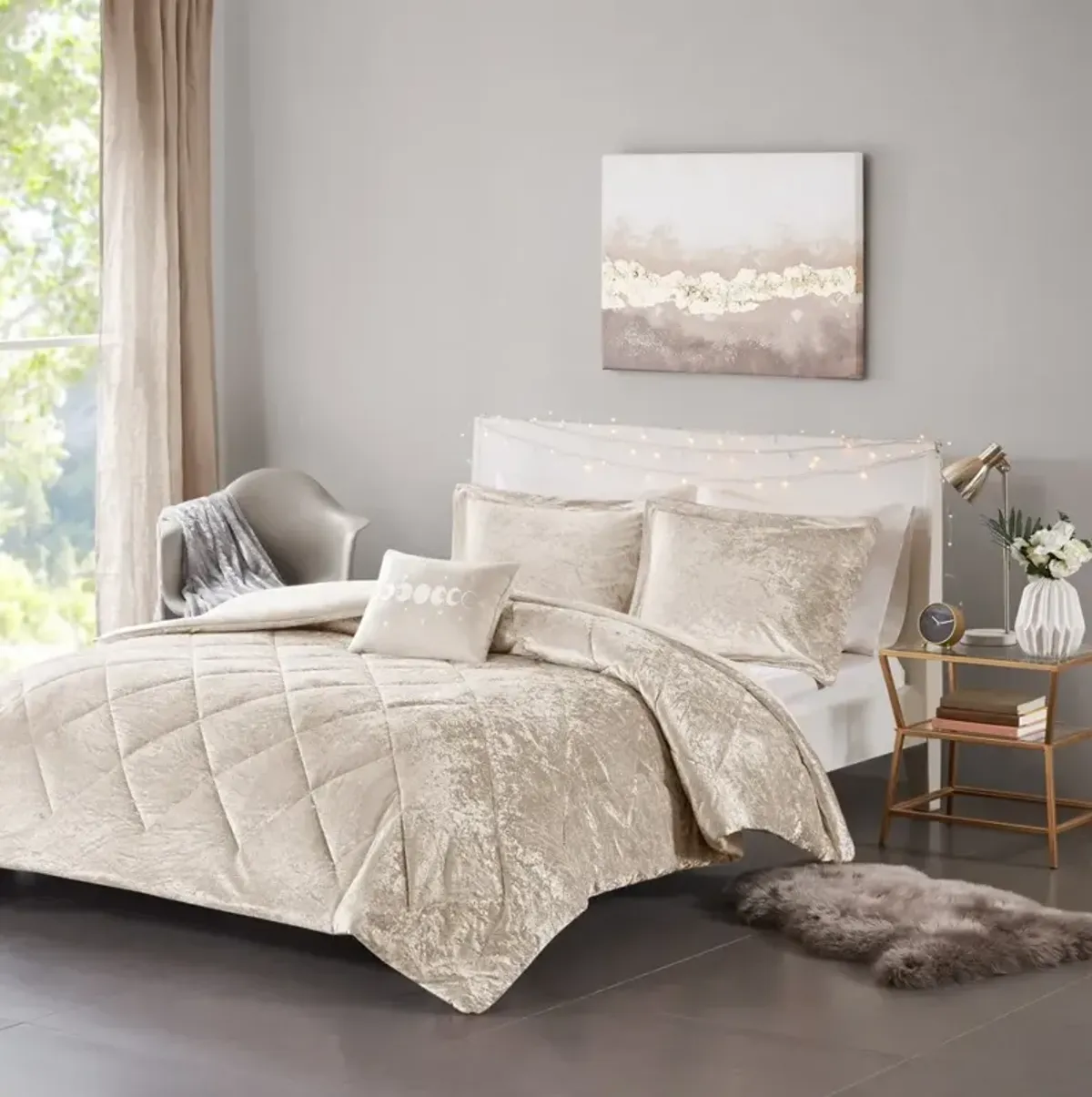 Briella King/California King Duvet Cover Set - Champagne