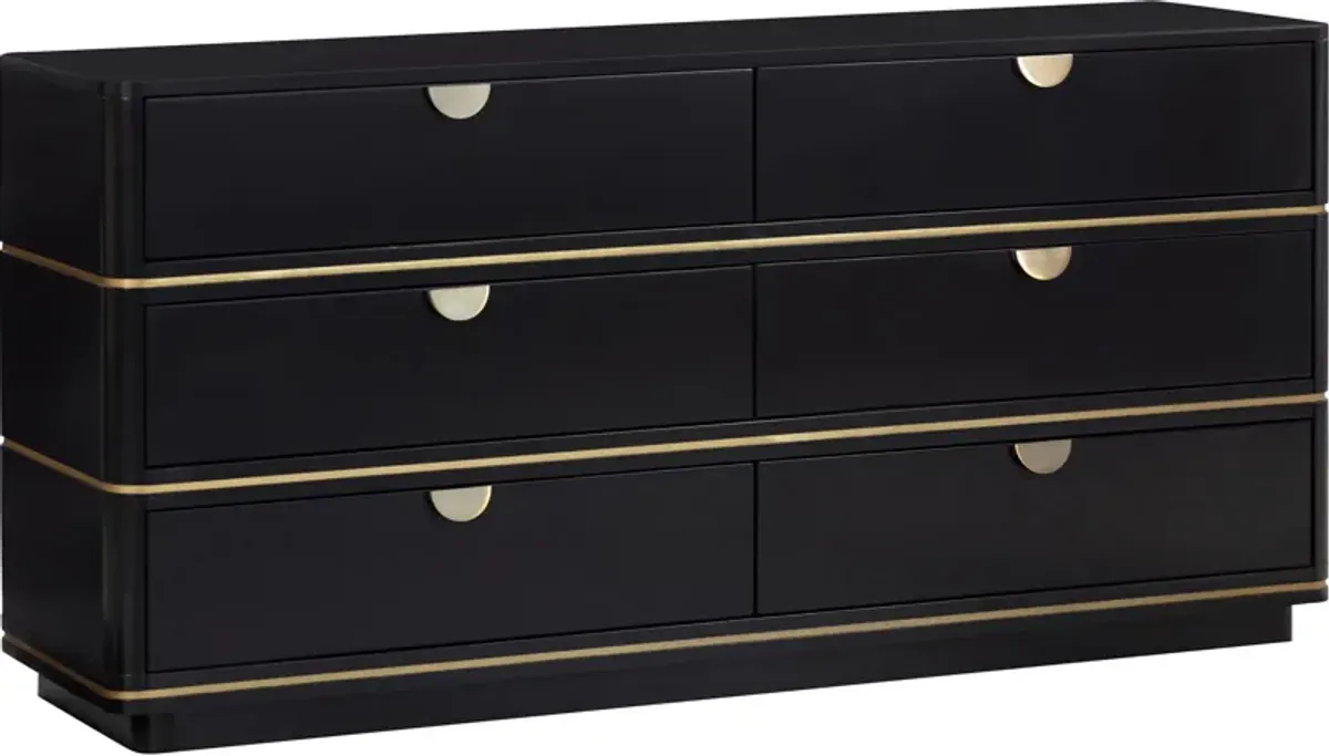 Melina 6-Drawer Dresser - Black