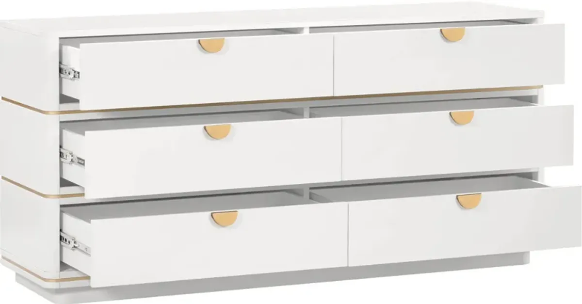 Melina 6-Drawer Dresser - Cream