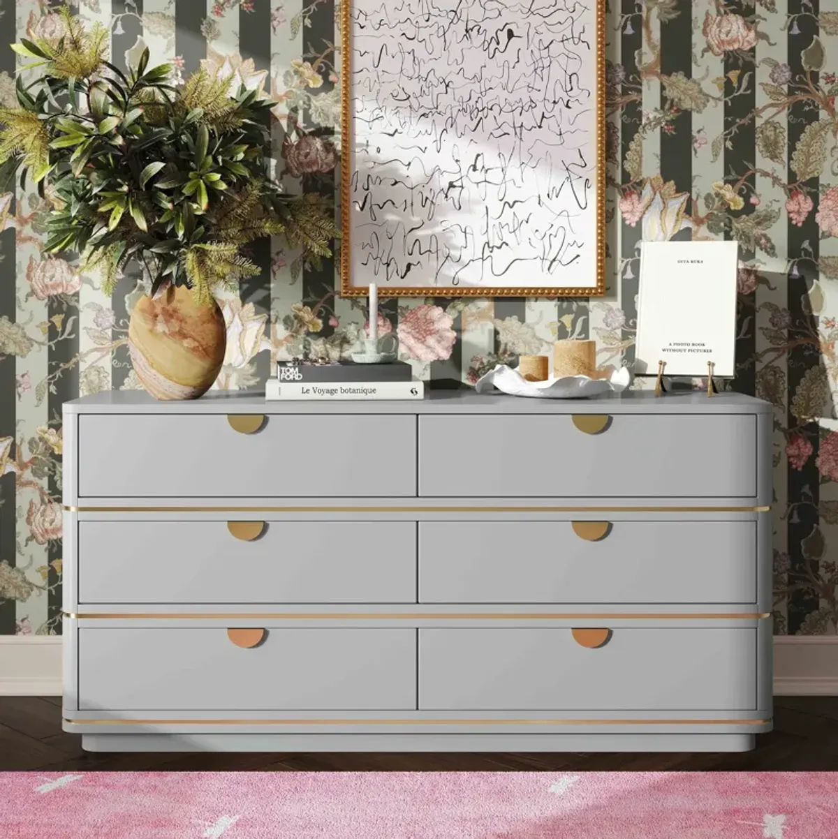 Melina 6-Drawer Dresser - Gray