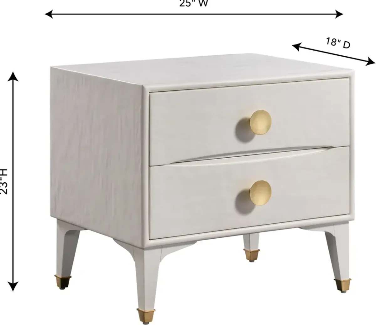 Heather 2-Drawer Nightstand - White