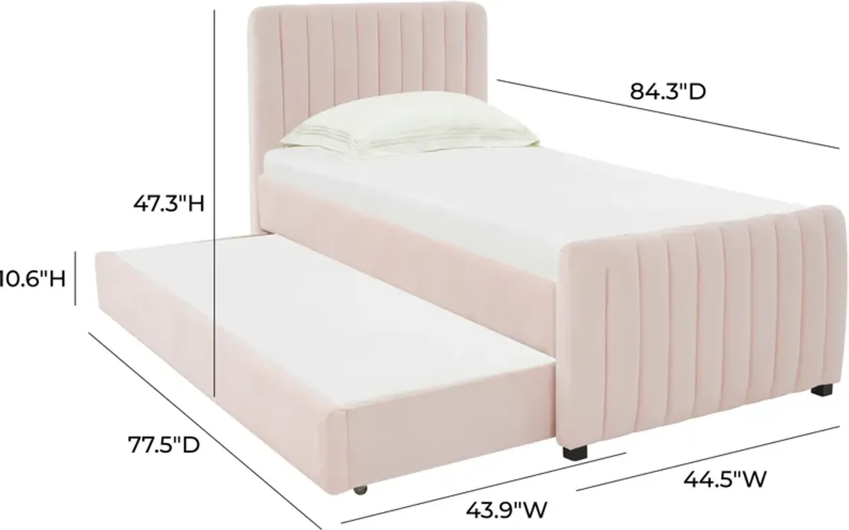 Maylin Twin Upholstered Bed with Trundle - Pink