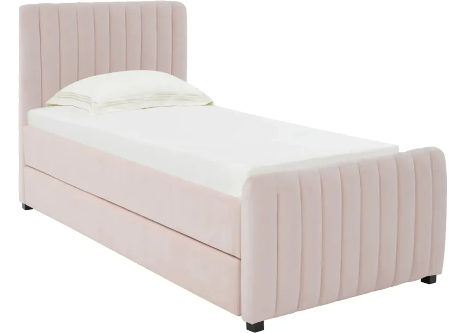 Maylin Twin Upholstered Bed with Trundle - Pink