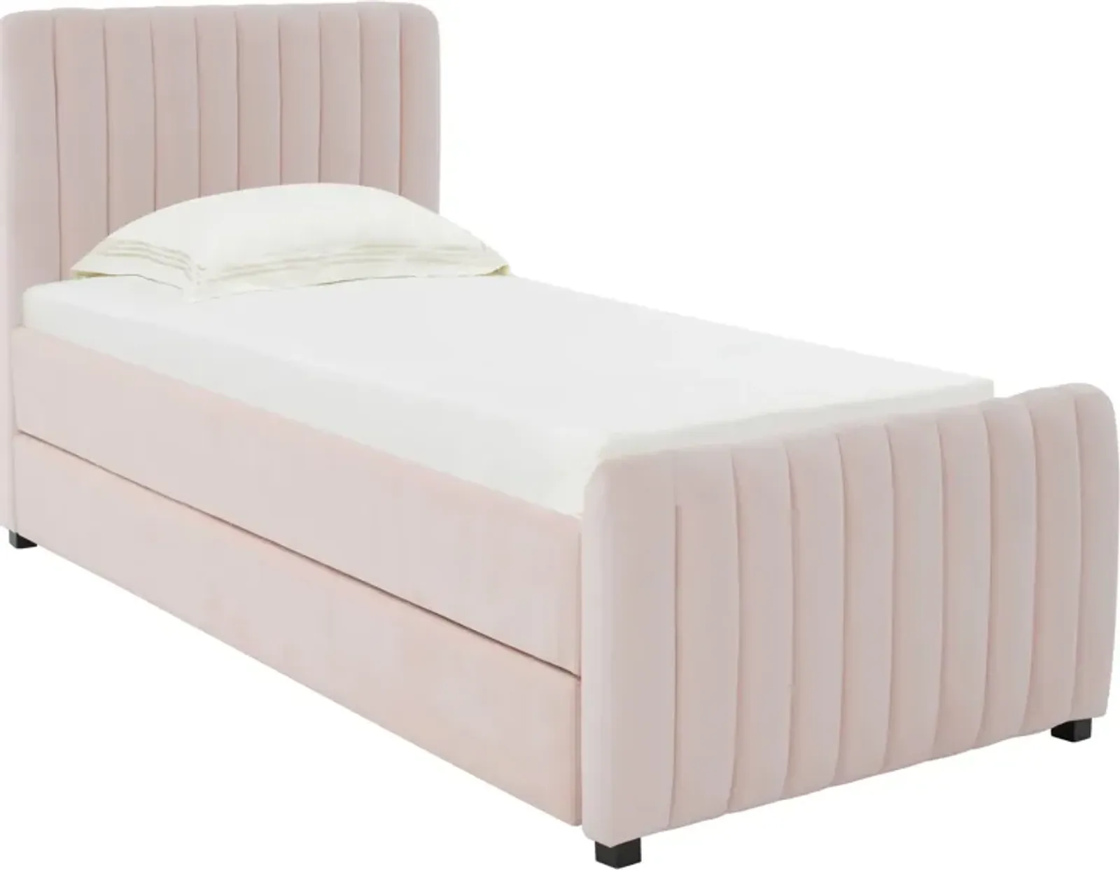 Maylin Twin Upholstered Bed with Trundle - Pink