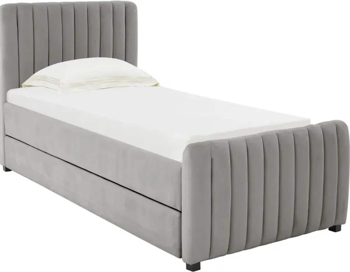 Maylin Twin Upholstered Bed with Trundle - Gray