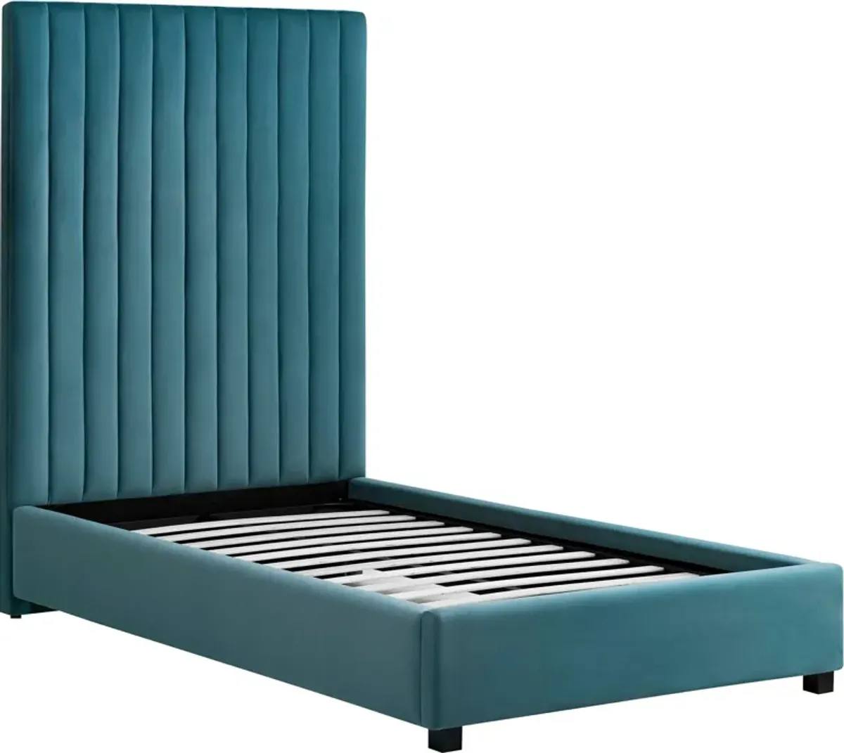 Michel Twin Upholstered Platform Bed - Blue