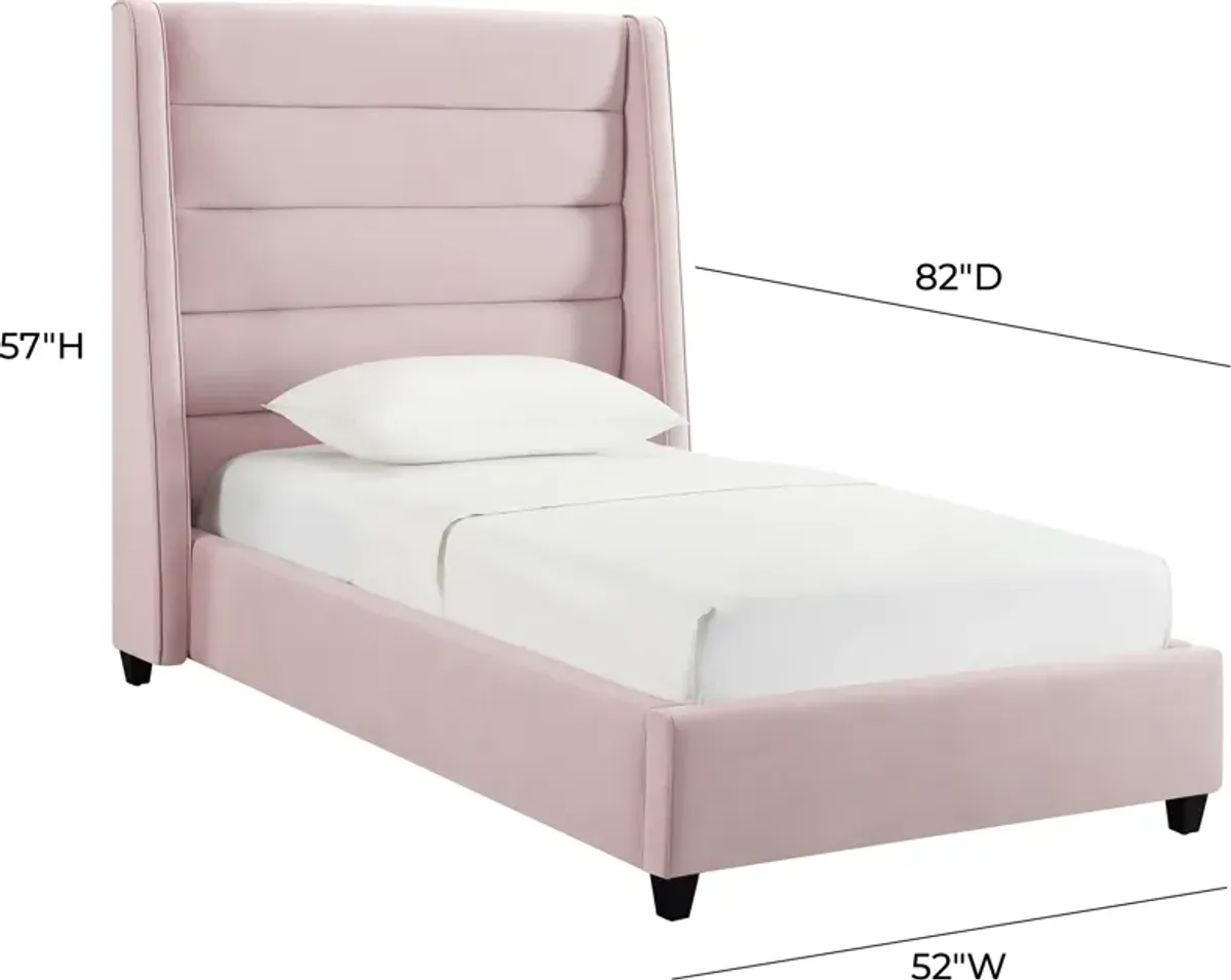 Darcy Twin Upholstered Platform Bed - Pink