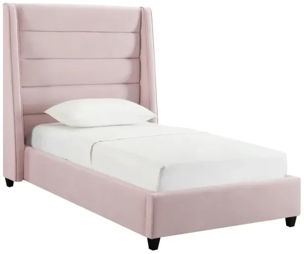 Darcy Twin Upholstered Platform Bed - Pink