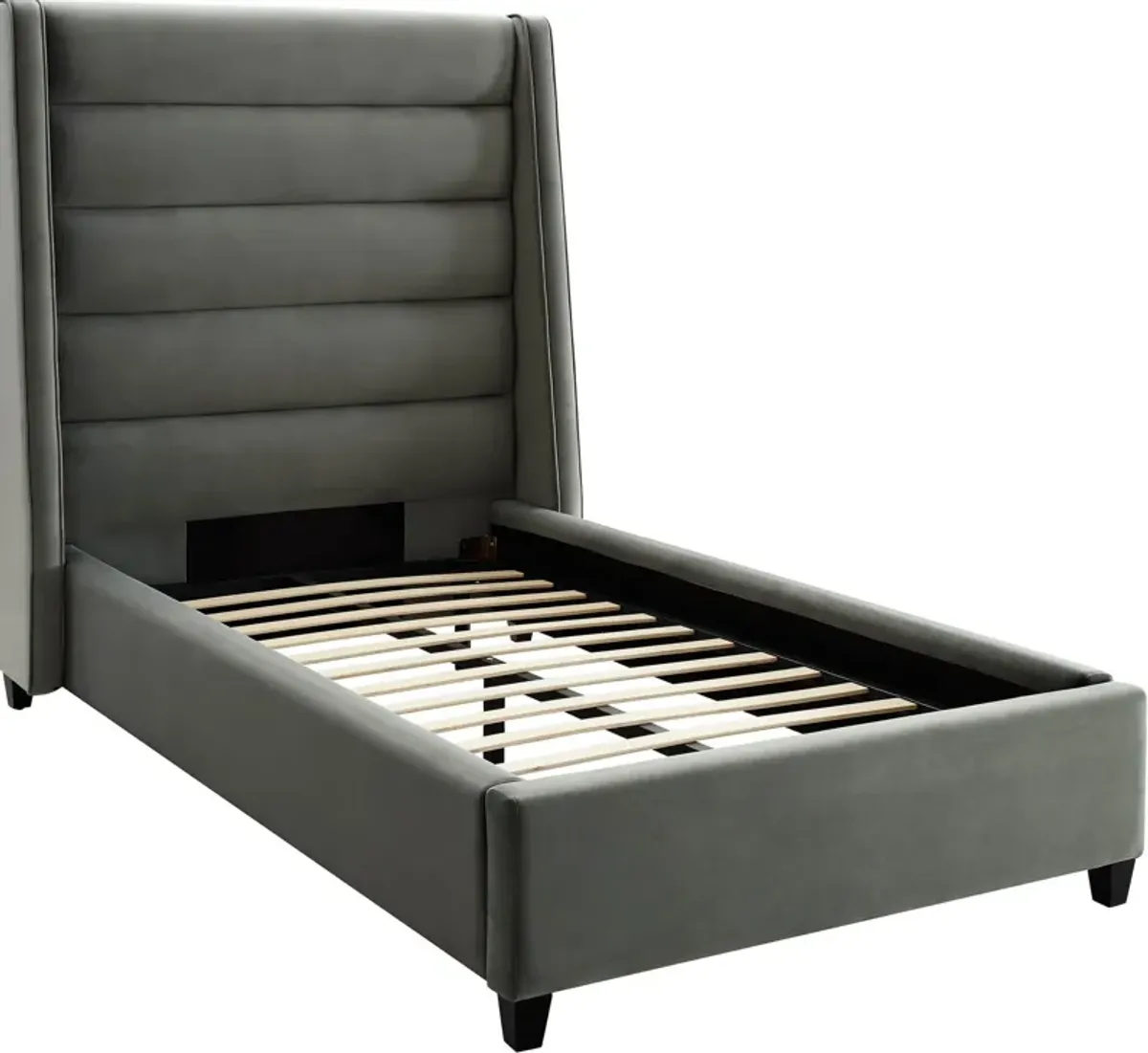 Darcy Twin Upholstered Platform Bed - Gray