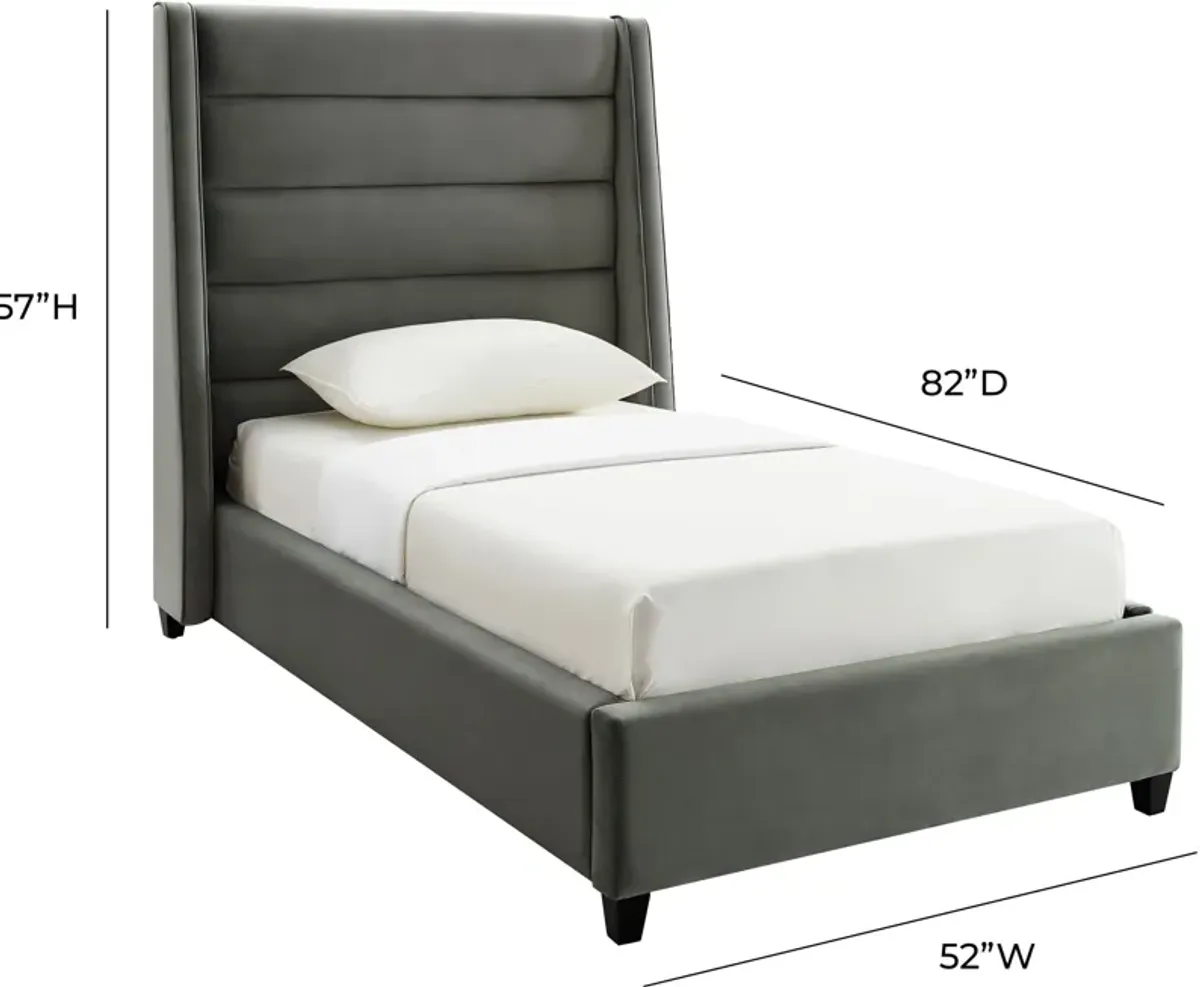 Darcy Twin Upholstered Platform Bed - Gray