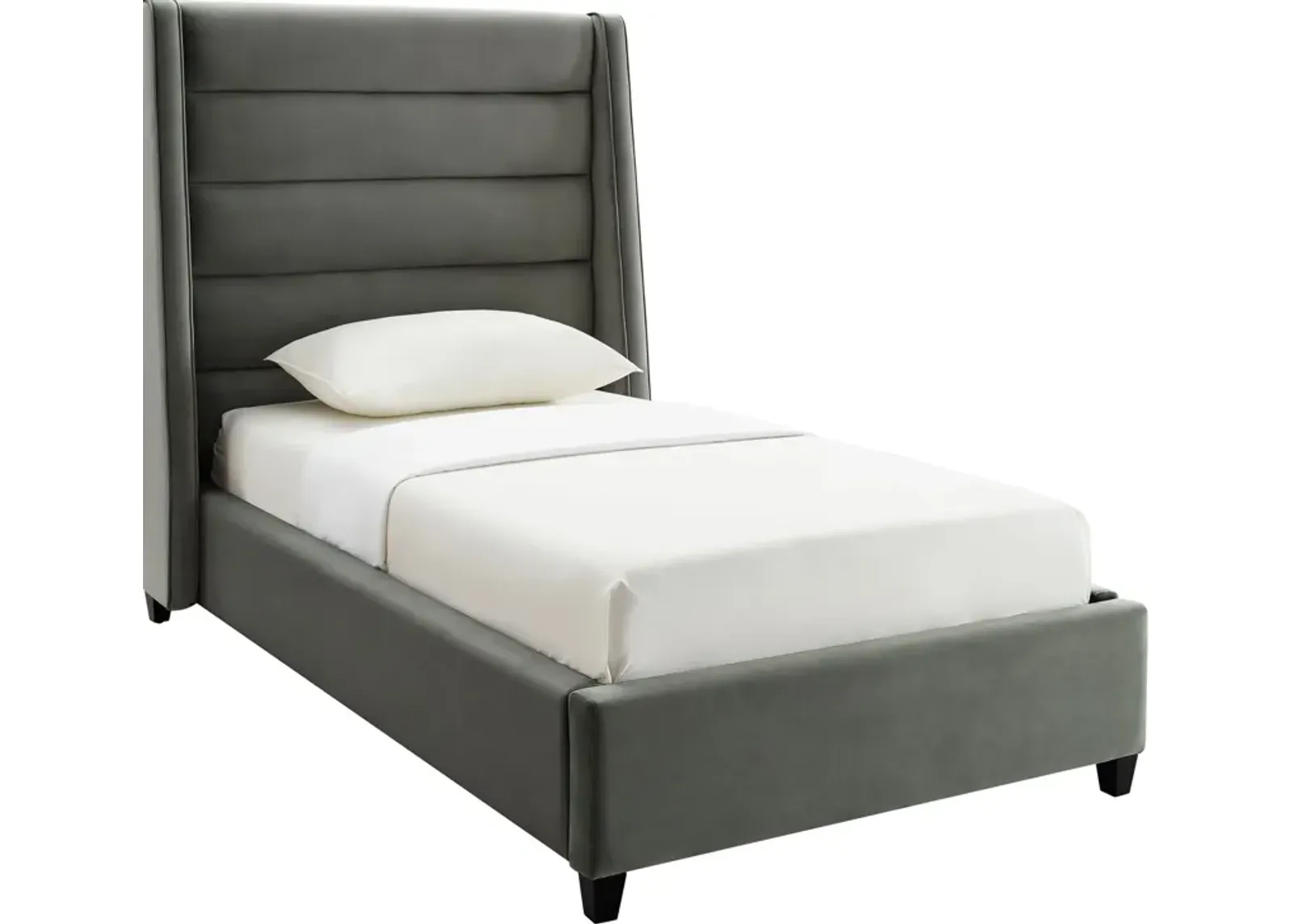 Darcy Twin Upholstered Platform Bed - Gray