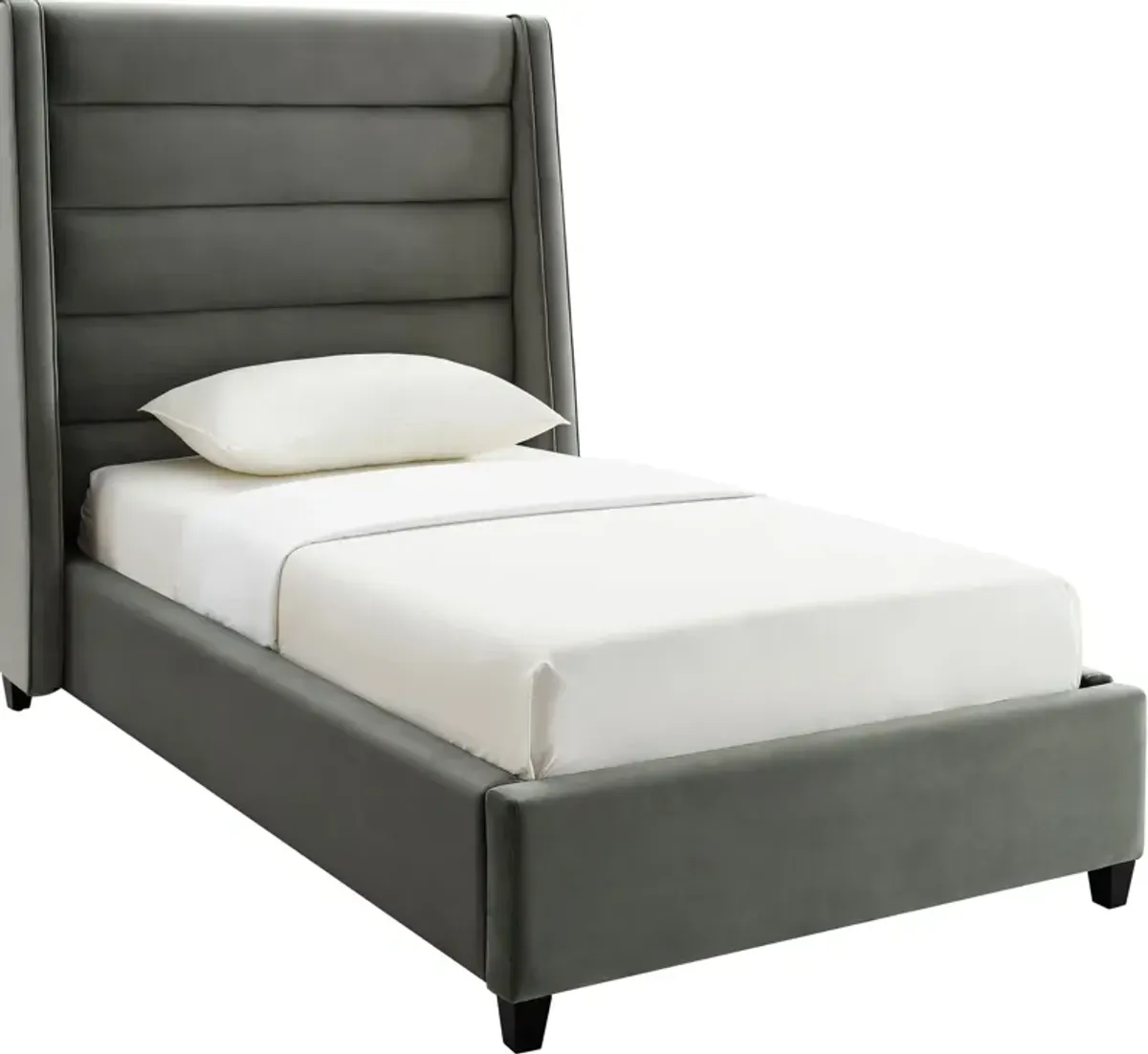 Darcy Twin Upholstered Platform Bed - Gray