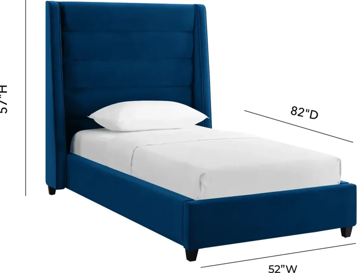 Darcy Twin Upholstered Platform Bed - Navy