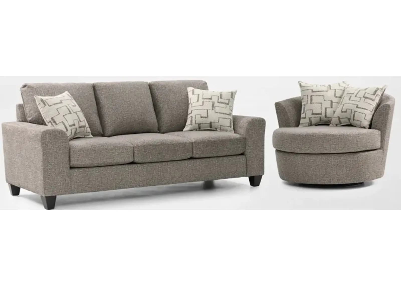 Canyon Sofa and Swivel Chair Set - Taupe