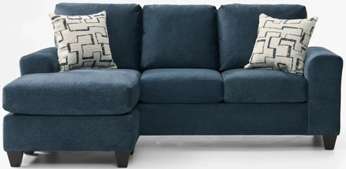 Canyon Sofa with Reversible Chaise and Swivel Chair Set - Navy