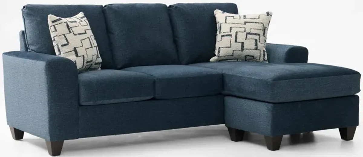 Canyon Sofa with Reversible Chaise and Swivel Chair Set - Navy