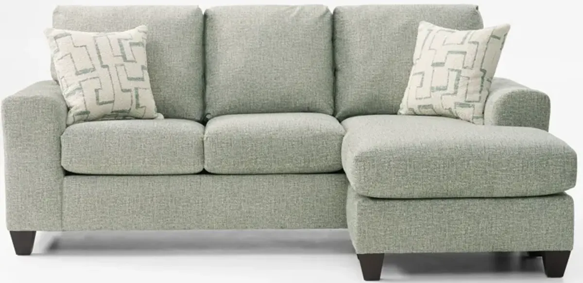 Canyon Sofa with Reversible Chaise and Swivel Chair Set - Seafoam