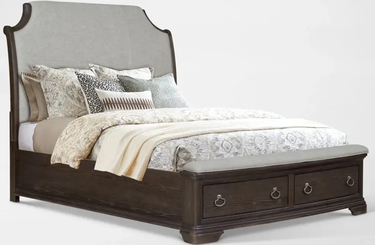 Grace 6-Piece Storage Bedroom Set with Dresser, Mirror & Nightstand with USB Charging