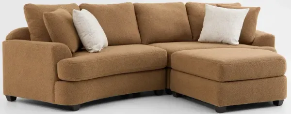 Skylar 3-Piece Sectional with Right-Facing Ottoman - Texel Caramel