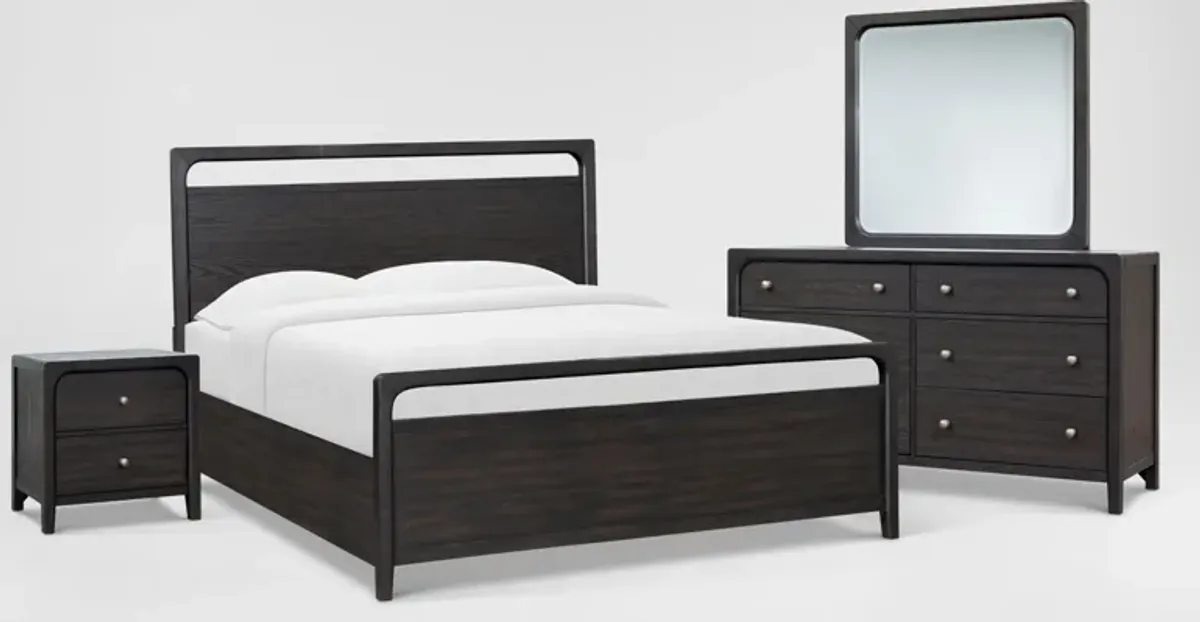 Austin 6-Piece Panel Bedroom Set with Dresser, Mirror and Nightstand - King