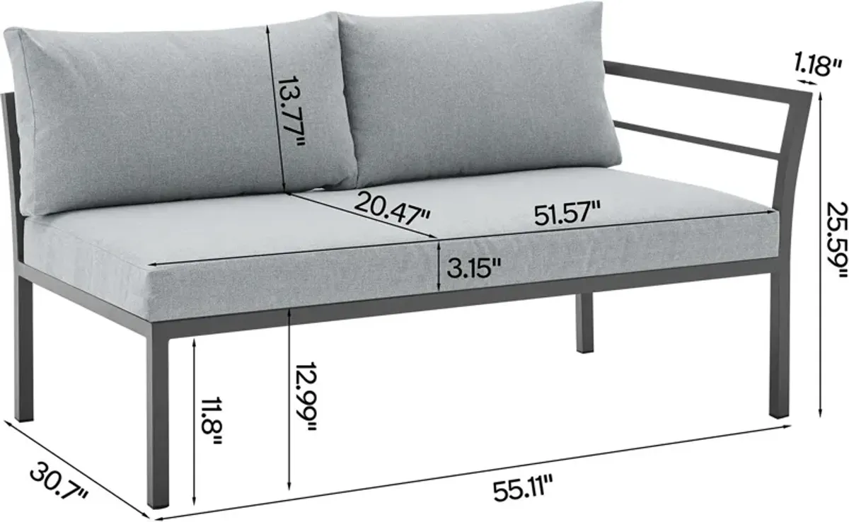 Maui Outdoor 4-Piece Sectional and Coffee Table Set - Gray