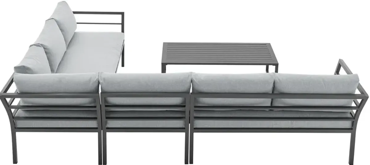 Maui Outdoor 4-Piece Sectional and Coffee Table Set - Gray