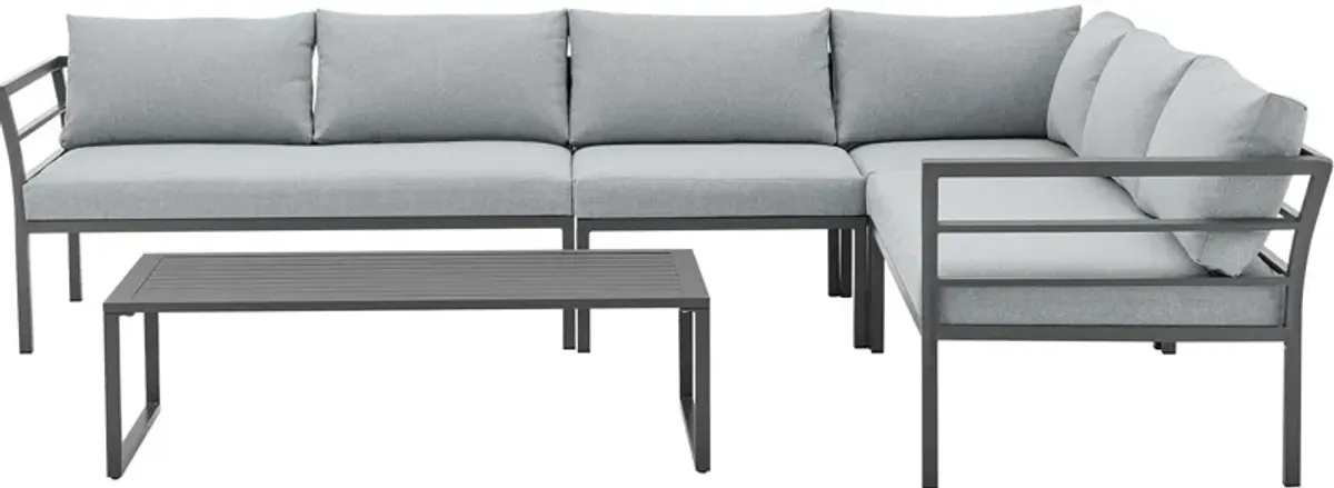 Maui Outdoor 4-Piece Sectional and Coffee Table Set - Gray