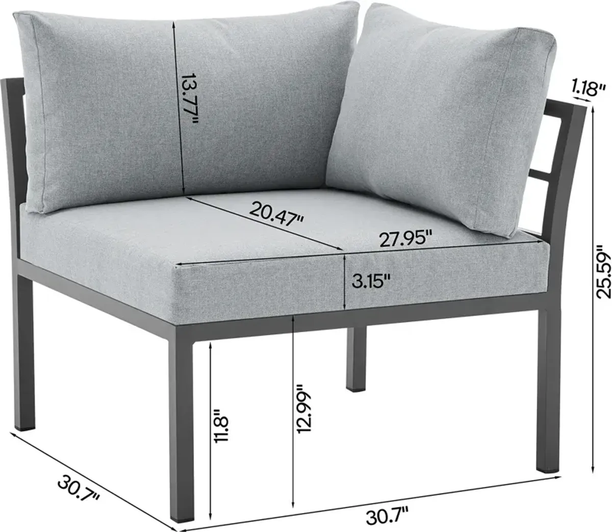 Maui Outdoor 4-Piece Sectional and Coffee Table Set - Gray