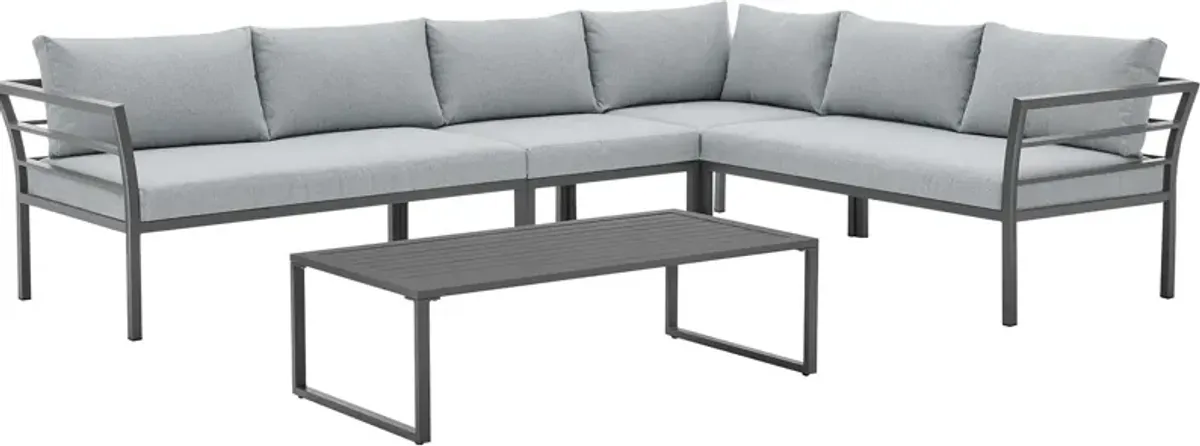 Maui Outdoor 4-Piece Sectional and Coffee Table Set - Gray