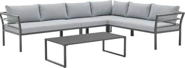 Maui Outdoor 4-Piece Sectional and Coffee Table Set - Gray