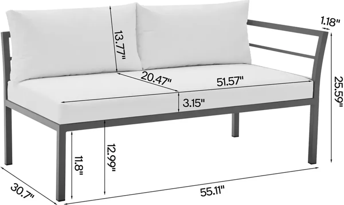 Maui Outdoor 4-Piece Sectional and Coffee Table Set - White