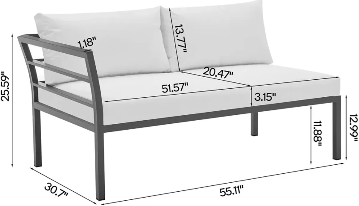 Maui Outdoor 4-Piece Sectional and Coffee Table Set - White