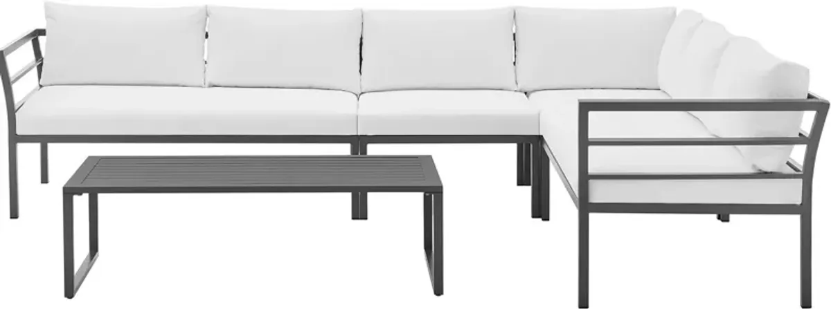 Maui Outdoor 4-Piece Sectional and Coffee Table Set - White