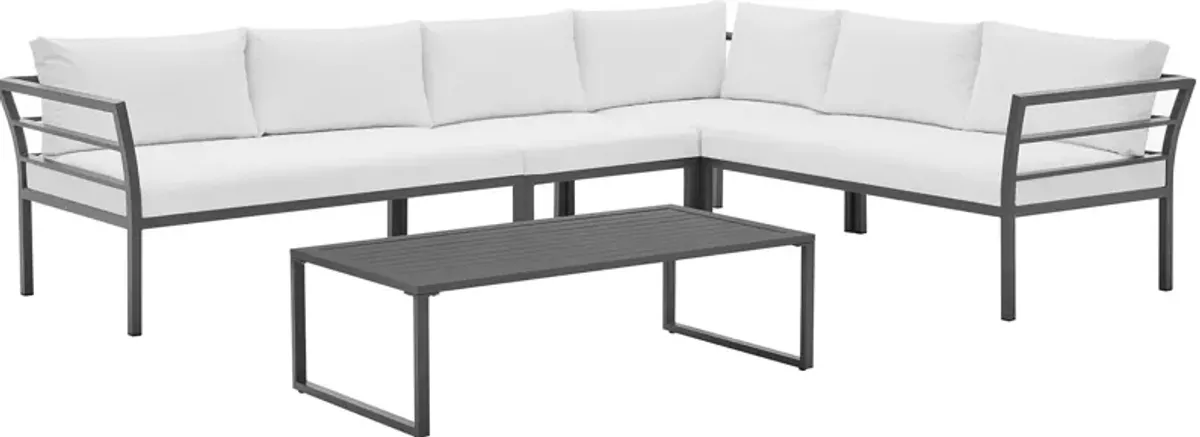 Maui Outdoor 4-Piece Sectional and Coffee Table Set - White