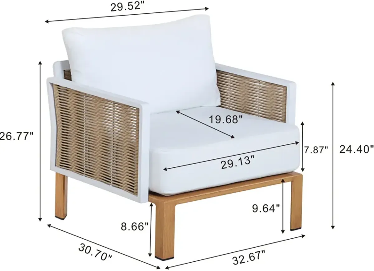 Jetty Outdoor Sofa, 2 Chairs and Coffee Table Set