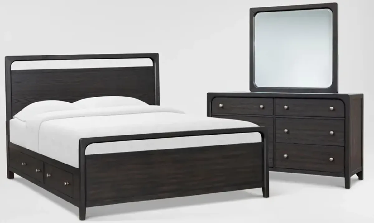 Austin 5-Piece Storage Bedroom Set with Dresser and Mirror - King