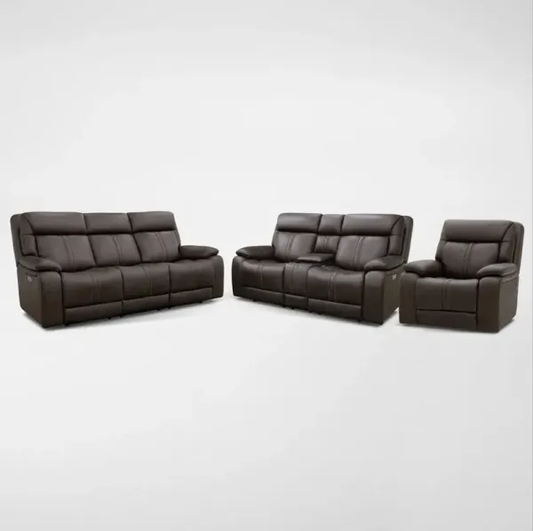 Infinity Triple-Power Reclining Sofa, Loveseat and Recliner with Immersive Sound - Brown
