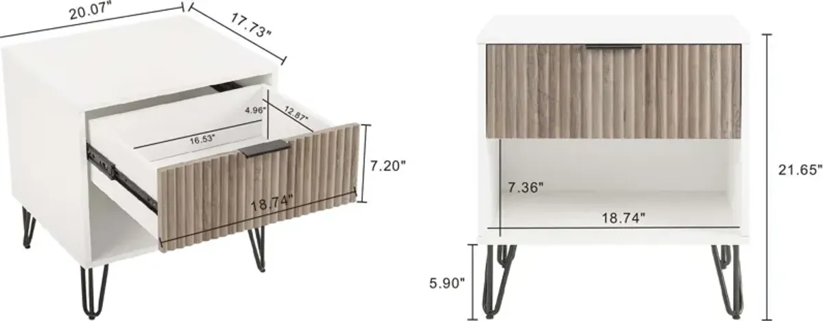 Sheridan Nightstand - White/Gray