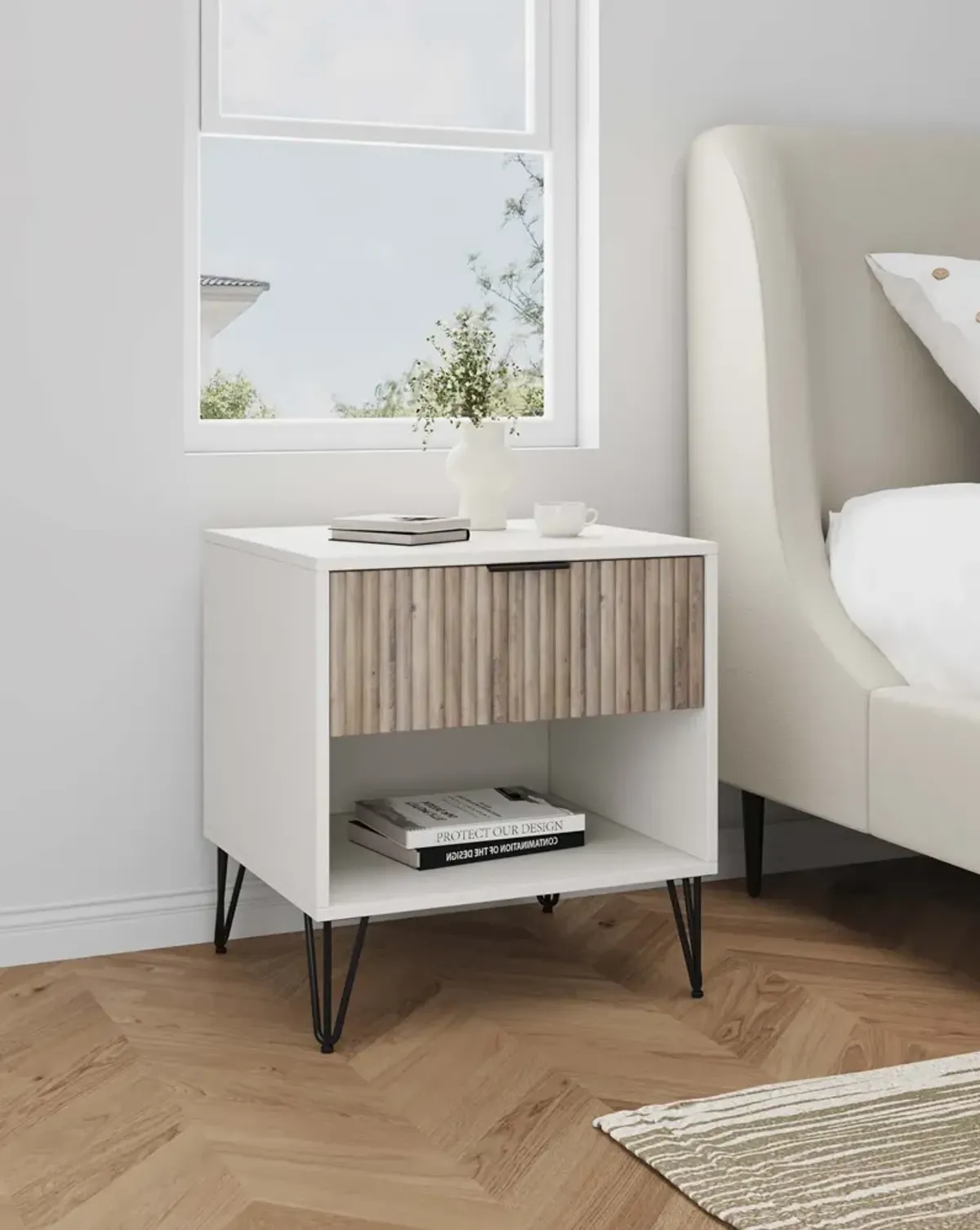 Sheridan Nightstand - White/Gray