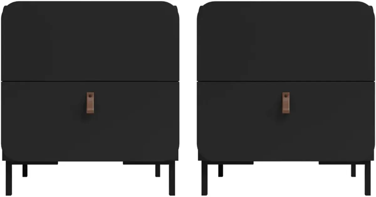 Duane 2-Drawer Nightstand Set - Black