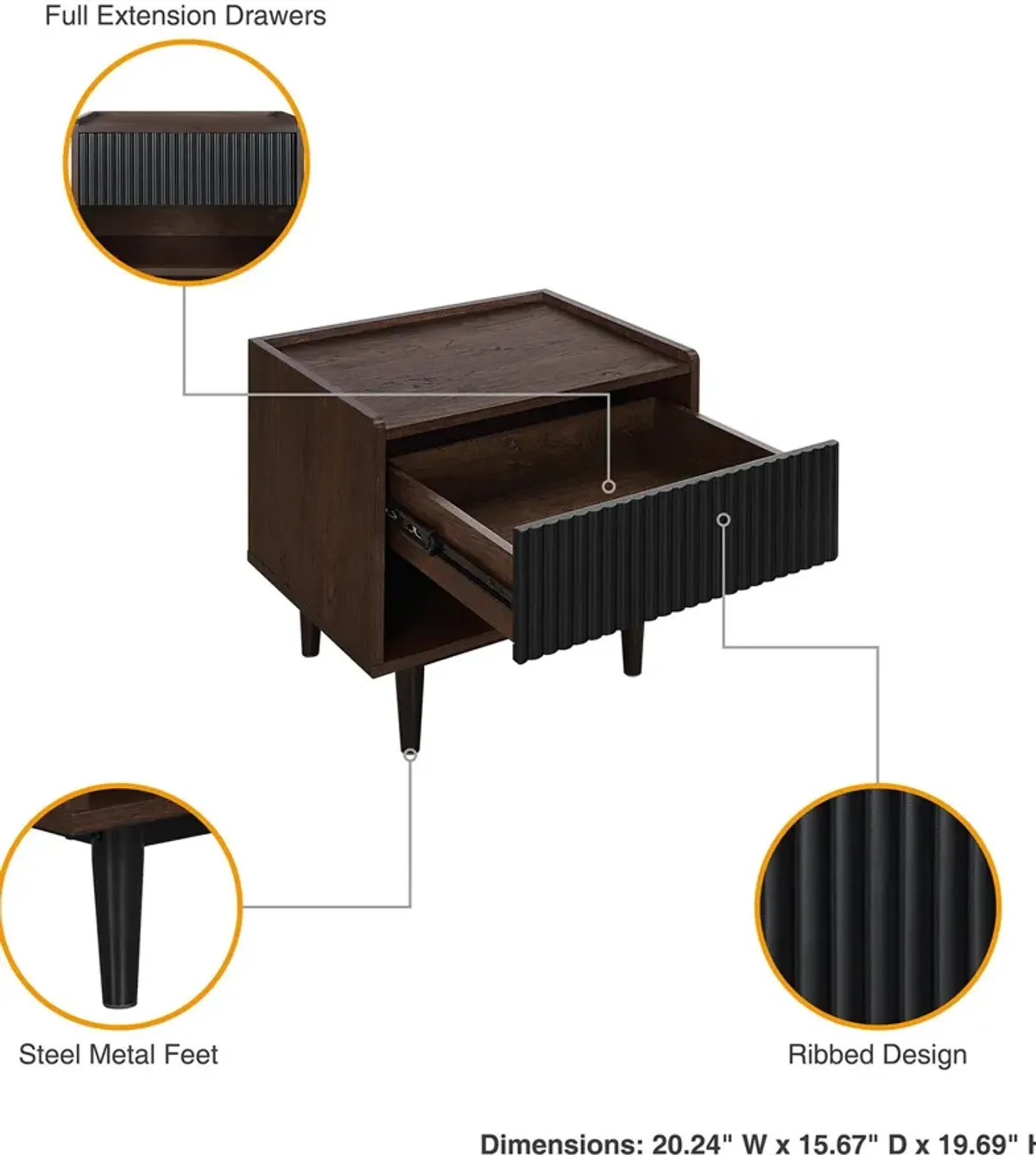 Colter Nightstand Set - Brown/Black