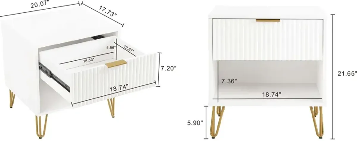 Sheridan 3-Drawer Dresser and Nightstand Set- White